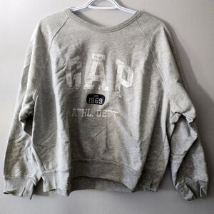 GAP Womens Sweatshirt Size XL Gray Logo Crewneck Pullover Athleisure